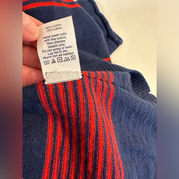 MADEWELL Deckhouse Striped Sweater Navy Blue Red Knit VNeck Wool Blends Nautical - Picture 9 of 10